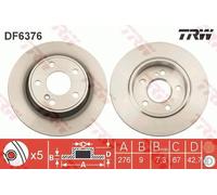 Disco freno TRW DF6376 posteriore, pieno, 1 Pezzo