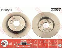 2x Disco freno pieno DF6535 TRW per VOLVO V40 Hatchback V40 Cross Country