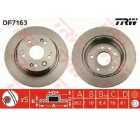 Disco freno TRW DF7163 posteriore, pieno, 1 Pezzo