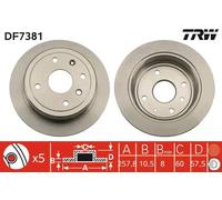 Disco freno TRW DF7381 posteriore, pieno, 1 Pezzo