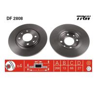 2X Disco Freno Trw DF2808 per Citroën Peugeot Assale Anteriore