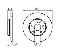 2x Disco freno ventilato 0 986 478 428 BOSCH per MERCEDES-BENZ CLASSE E
