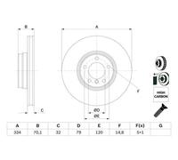 2x Disco freno ventilato 0 986 478 623 BOSCH per BMW ALPINA
