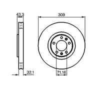 2x Disco freno ventilato 0 986 479 027 BOSCH per PEUGEOT 607