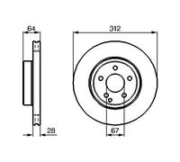 Disco freno BOSCH 0 986 479 040 anteriore, ventilato, altamente carbonizzato, 1 Pezzo