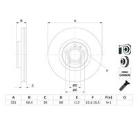 Bosch Disco freno 0 986 479 300 – anteriore ventilato altamente carbonizzato 1 pezzo