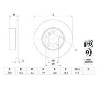 Disco freno BOSCH 0 986 479 A18 anteriore, ventilato, altamente carbonizzato, 1 Pezzo