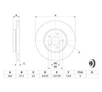 Disco freno BOSCH 0 986 479 B44 anteriore, ventilato, 1 pezzo