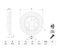 Disco freno BOSCH 0 986 479 C16 anteriore, ventilato, altamente carbonizzato, 1 Pezzo