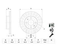 2x Disco freno ventilato 0 986 479 E73 BOSCH per KIA HYUNDAI
