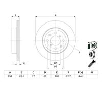 Disco freno BOSCH 0 986 479 E75 anteriore, ventilato, 1 Pezzo