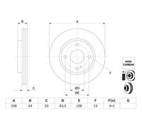 2x Disco freno ventilato 0 986 479 E80 BOSCH per FORD KA+ III KA+ III Tre volumi
