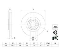 Disco freno BOSCH 0 986 479 E88 anteriore, ventilato, altamente carbonizzato, 1 Pezzo