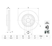 2x Disco freno ventilato 0 986 479 F01 BOSCH per JEEP GRAND CHEROKEE IV