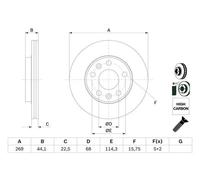 2x Disco freno ventilato 0 986 479 F65 BOSCH per RENAULT DACIA