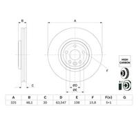 2x Disco freno ventilato 0 986 479 G32 BOSCH per LAND ROVER JAGUAR