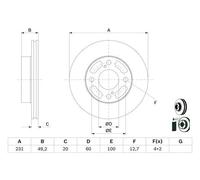 2x Disco freno ventilato 0 986 479 G91 BOSCH per SUZUKI CELERIO