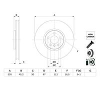 2x Disco freno ventilato 0 986 479 H10 BOSCH per MINI MINI CLUBMAN MINI