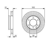 2x Disco freno ventilato 0 986 479 V32 BOSCH per FORD RANGER