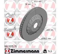 2x Disco freno ventilato 100.3375.75 ZIMMERMANN per AUDI VW