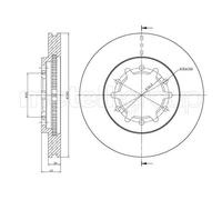 2x Disco freno ventilato 23-1708 METELLI per NISSAN PICK UP NP300 PICKUP