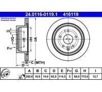 2x Disco freno ventilato 24.0116-0119.1 ATE per NISSAN INFINITI RENAULT
