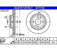 Disco freno ATE 24.0117-0110.1 anteriore, ventilato, 1 Pezzo
