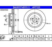 Disco freno ATE 24.0117-0111.1 posteriore, ventilato, 1 Pezzo