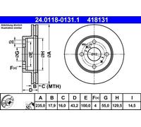 2x Disco freno ventilato 24.0118-0131.1 ATE per TOYOTA YARIS