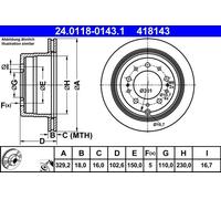 2x Disco freno ventilato 24.0118-0143.1 ATE per TOYOTA LEXUS