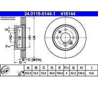 ATE 24.0118-0144.1 - Disco freno singolo anteriore ventilato 418144