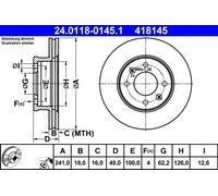 2x Disco freno ventilato 24.0118-0145.1 ATE per KIA HYUNDAI