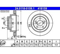 2x Disco freno ventilato 24.0118-0159.1 ATE per SUBARU LEGACY I