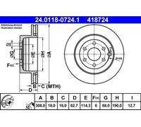 2x Disco freno ventilato 24.0118-0724.1 ATE per NISSAN PATHFINDER III