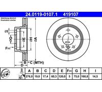 Disco freno ATE 24.0119-0107.1 posteriore, ventilato, altamente carbonizzato, 1 Pezzo