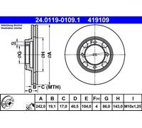 2x Disco freno ventilato 24.0119-0109.1 ATE per HYUNDAI ACCENT I PONY S COUPE