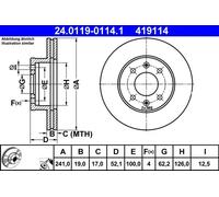 2x Disco freno ventilato 24.0119-0114.1 ATE per HYUNDAI ACCENT II