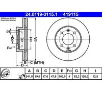 2x Disco freno ventilato 24.0119-0115.1 ATE per HYUNDAI GETZ