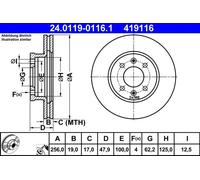 Disco freno ATE 24.0119-0116.1 anteriore, ventilato, 1 Pezzo