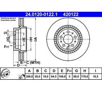 ATE Disco freno 24.0120-0122.1 posteriore ventilato verniciato 1 pezzo