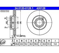 2x Disco freno ventilato 24.0120-0128.1 ATE per VW SEAT