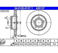 ATE Disco freno 24.0120-0137.1 posteriore ventilato 1 pezzo