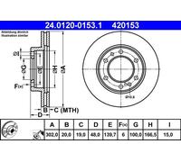 2x Disco freno ventilato 24.0120-0153.1 ATE per TOYOTA LAND CRUISER