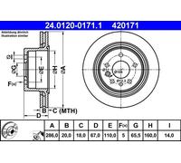 2x Disco freno ventilato 24.0120-0171.1 ATE per OPEL OMEGA B OMEGA B Familiare