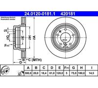 2x Disco freno ventilato 24.0120-0181.1 ATE per BMW 5 5 Touring