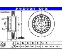 2x Disco freno ventilato 24.0120-0196.1 ATE per SAAB 9-5 9-5 Familiare