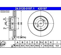 ATE Disco freno ventilato 24.0120-0197.1, 2x per Suzuki Baleno Hatchback Liana