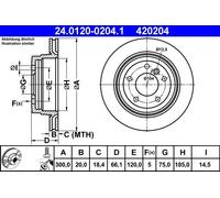 Disco freno ATE 24.0120-0204.1 posteriore, ventilato, altamente carbonizzato, 1 Pezzo