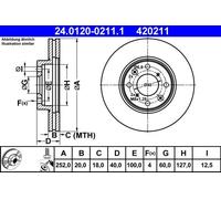ATE Disco freno 24.0120-0211.1 - anteriore, ventilato, 1 pezzo