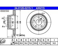 2x Disco freno ventilato 24.0120-0215.1 ATE per BMW 1 Coupé 1 Cabriolet